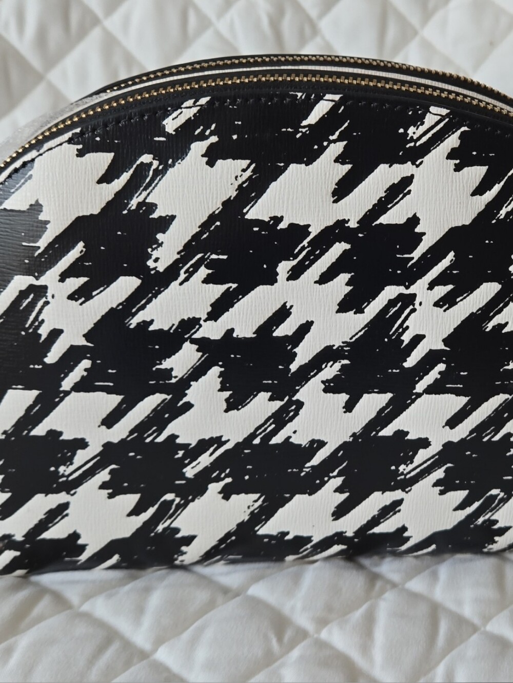 kate spade Black and White Brushstroke Houndstooth Crossbody Bag